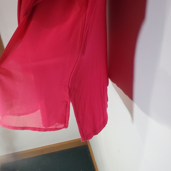 By Artisan Pink Long Sleeve Layer Ruffle Front Round Neck Tunic Top Blouse Sz M - Picture 4 of 9